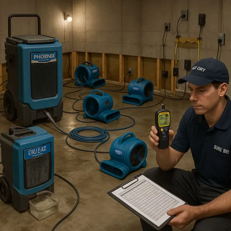 Structural Drying and Dehumidification process in Sandwich, IL